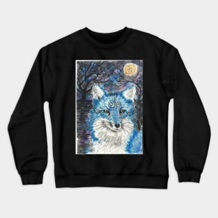 Blue fox  moon Crewneck Sweatshirt